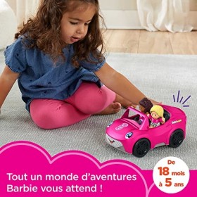 Fisher-Price Coffret Little People Cabriolet de Barbie avec 1 véhicule sonore à pousser et 2 figurines, Jouet Enfant, Dès 18 