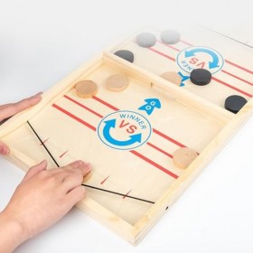 Baoblaze Jeu de Rondelle Rapide Jeu de Hockey Jeux de Famille en Bois Classique 2 Joueurs Jeu Gagnant Jeu Déchecs pour Fille