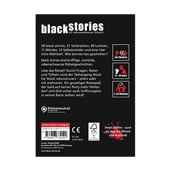 Moses Verlag - 212 - Jeux de Société Allemand - Black Stories 1