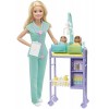 Barbie Métiers coffret poupée Pédiatre blonde avec cabinet médical, deux bébés et accessoires, jouet pour enfant, GKH23
