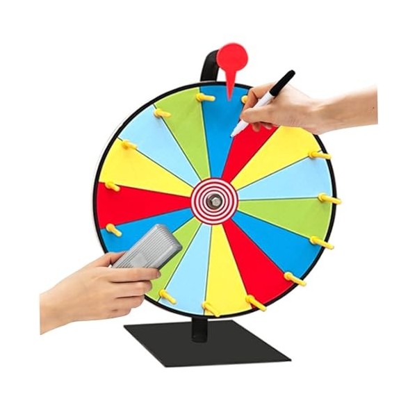 Roue de prix de couleur, 11,81 pouces 15 machines à sous Tablet Table Spinning Prize Wheel, réutilisable Prix Wheel of Fortun