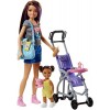 Barbie Famille Coffret Poupee Skipper Baby-Sitter et sa Poussette avec Figurine de Fillette Brune et Accessoires, Jouet pour 