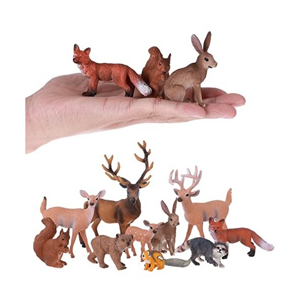 JOKFEICE Lot de 10 Figurines danimaux de la forêt en Plastique - Modèle daction - Projet Scientifique - Jouets éducatifs - 