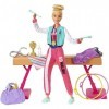 Barbie Métiers coffret poupée Gymnaste blonde en justaucorps avec poutre et accessoires, jouet pour enfant, GJM72