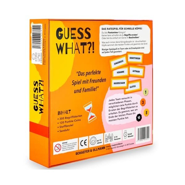 GUESS WHAT?! - Le jeu de conseil pour des têtes rapides. Déviner et jouer Pantomime | Jeu de société parfait pour des soirées