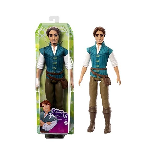 Disney HLV98 Princesses Poupée articulée Flynn Rider avec Tenue emblématique avec Chemise en Tissu, Sacoche à la Ceinture, Pa