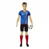 Barbie Poupée Ken Footballeur avec Queue de Cheval Blonde, Maillot n° 10, Balle de Foot, Chaussures à Crampons et Chaussettes