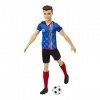 Barbie Poupée Ken Footballeur avec Queue de Cheval Blonde, Maillot n° 10, Balle de Foot, Chaussures à Crampons et Chaussettes