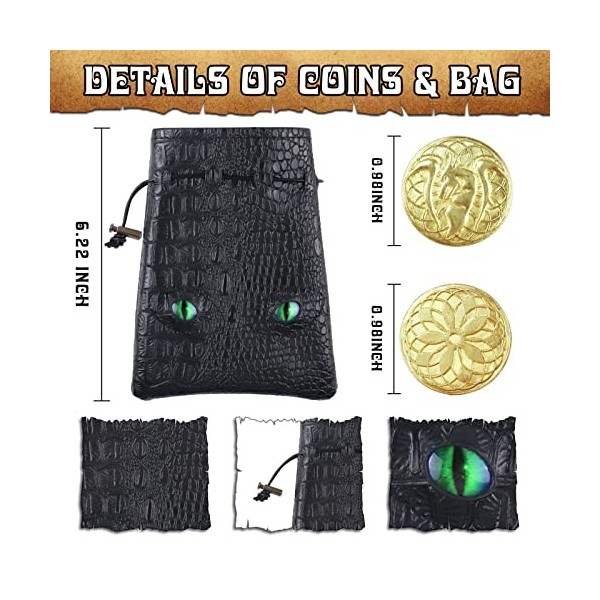 100 pièces de Monnaie Fantaisie en métal avec Pochette en Cuir PU, pièces de Monnaie du MDN en Or pour Jeu de société, Magasi