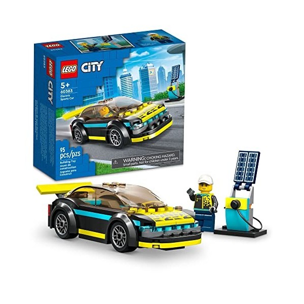 LEGO City Electric 60383 – Voiture de sport électrique pour enfants de 5 ans et plus – Ensemble de voiture de course pour enf