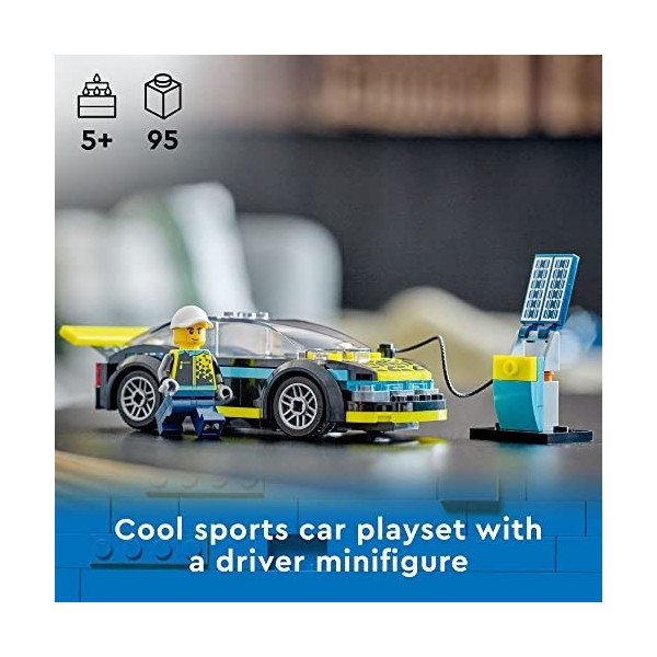 LEGO City Electric 60383 – Voiture de sport électrique pour enfants de 5 ans et plus – Ensemble de voiture de course pour enf