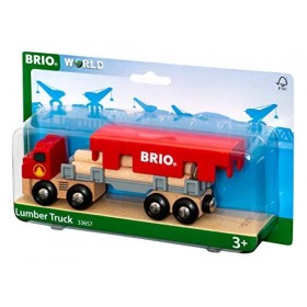 BRIO World - 33657 - Camion de Transport de Bois - Accessoire pour circuit de train en bois - Avec connexions aimantées - Jou