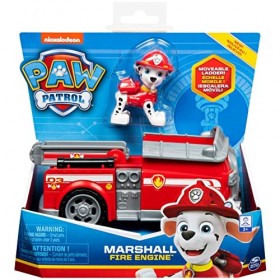 Paw Patrol Pat Patrouille Jouet – Camion de Pompiers Pat Patrouille avec Figurine Amovible Marcus Le Dalmatien de 15 cm et Éc