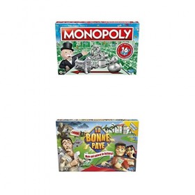 Lot de 2 Jeux Hasbro Gaming : Monopoly Classique et la Bonne Paye, Jeux de société, à partir de 8 Ans, de 2 à 6 Joueurs, Vers