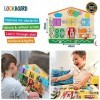 Max & Lea - LOCKBOARD - Planche dactivité pour améliorer la motricité fine - BusyBoard en bois pour enfants de 2 à 6 ans