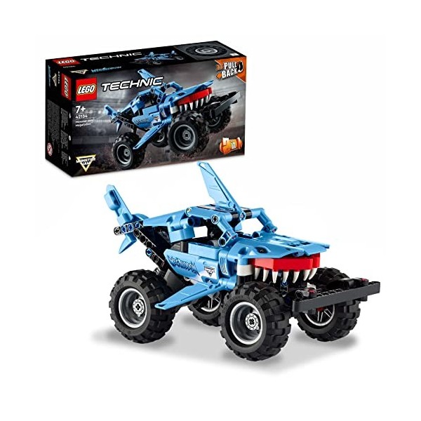 LEGO 42134 Technic Monster Jam Megalodon, Jouet de Voiture, 2 en 1, Truck et Low Racer Lusca, Véhicule à Rétrofriction, pour 