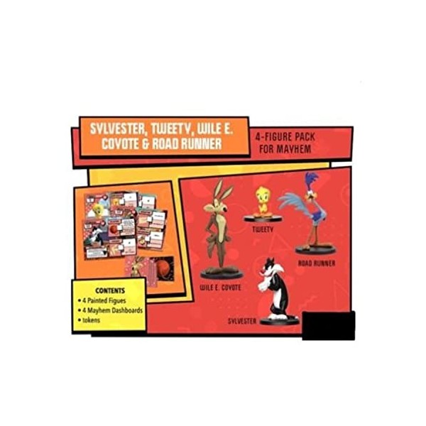 CMON Looney Tunes Mayhem Lot de 4 figurines miniatures | Jeu de stratégie | Jeu de combat basé sur léquipe pour adultes et e