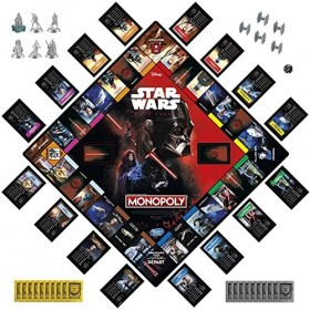 Jeu Monopoly Édition Disney Star Wars Côté obscur, Jeu de Plateau Familial pour Enfants à partir de 8 Ans, Cadeau Star Wars