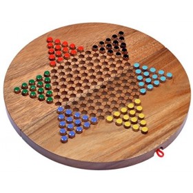 LOGOPLAY Halma GR. XL - Stern Halma - Chinese Checkers - Jeu de stratégie - Jeu de société en Bois avec Un Plateau de Jeu Ron