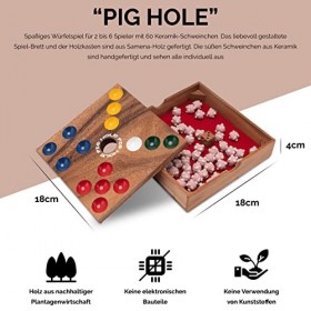 LOGOPLAY Pig Hole - Jeu de Cochon Big Hole - Jeu de dés - Jeu de société - Jeu de société en Bois