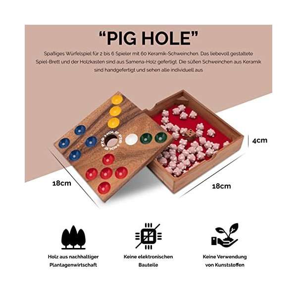LOGOPLAY Pig Hole - Jeu de Cochon Big Hole - Jeu de dés - Jeu de société - Jeu de société en Bois