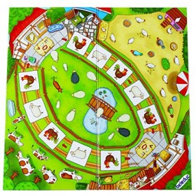Beleduc Jeu de Société pour Enfant Éducatif Happy Farm - Enfant 4 ans et plus - 53 Pièces, 40 Animaux de la Ferme en Bois - A
