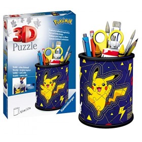 Ravensburger - Puzzle 3D Pot à Crayons - Pokemon / Pikachu - A partir de 6 ans - 54 pièces numérotées à assembler sans colle 
