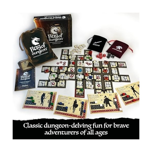 Bag of Dungeon - Un jeu de société daventure fantastique pour 1 à 4 joueurs, à partir de 7 ans