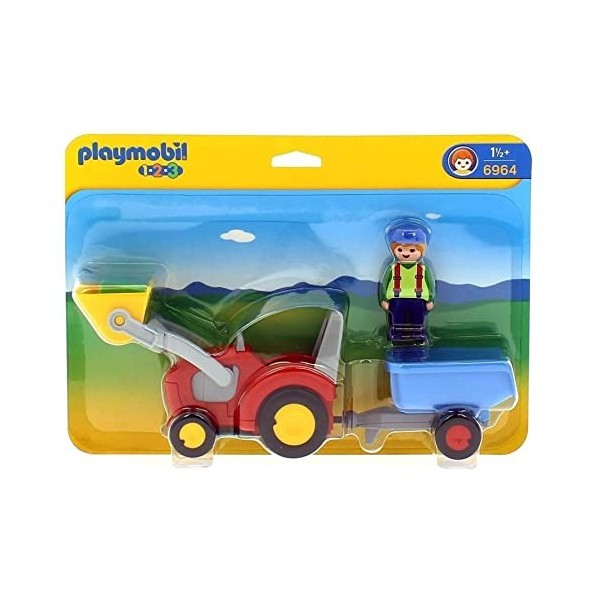 Playmobil 1.2.3. - 6964 - Fermier avec tracteur et remorque