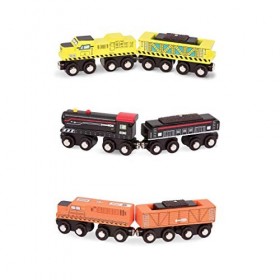 Battat BT2638Z Locomotive et voitures de fret – Jeu classique en bois avec locomotive et voitures pour enfants et collectionn