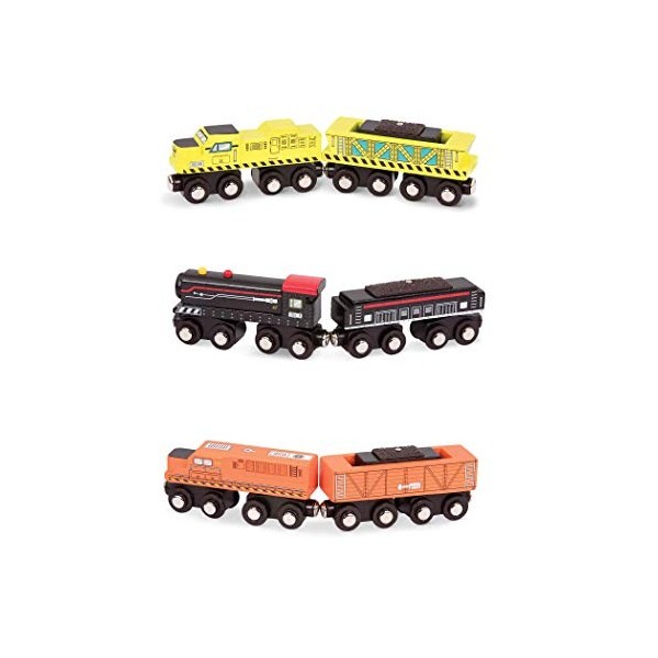 Battat BT2638Z Locomotive et voitures de fret – Jeu classique en bois avec locomotive et voitures pour enfants et collectionn