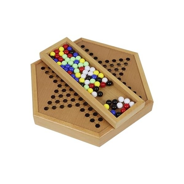 Qianly Dames Chinoises en Bois avec 60 Billes, Cadeaux pour Enfants de 6 Ans et Plus, Jeux de société