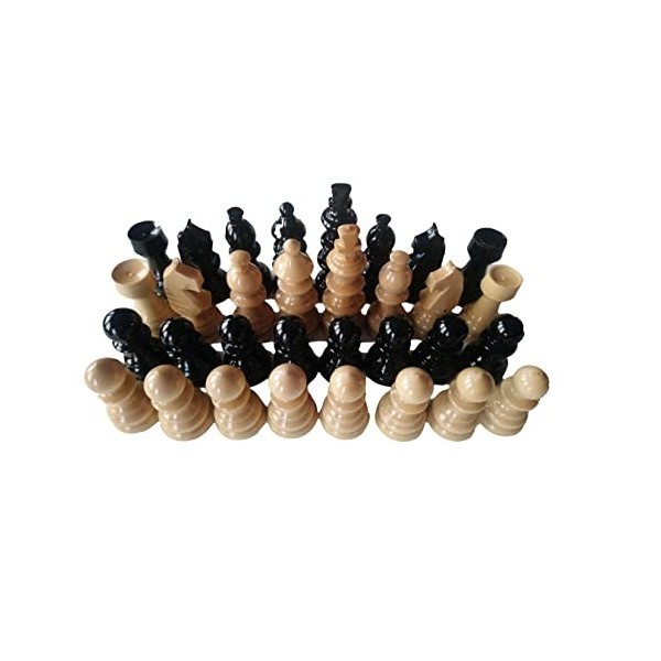 Ensemble déchecs en bois de noisette fait main - Verni - Roi - 9,5 cm - Rouge