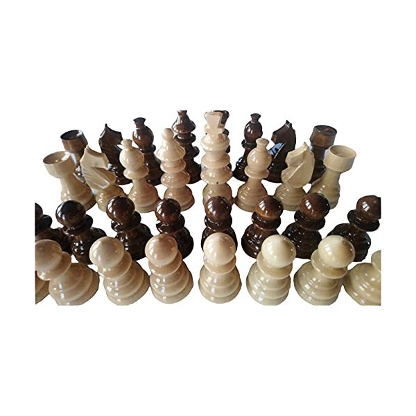 Ensemble déchecs en bois de noisette fait main - Verni - Roi - 9,5 cm - Rouge