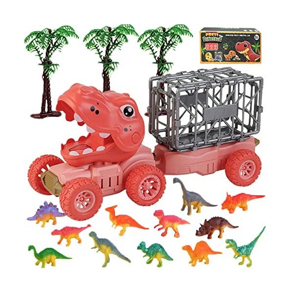 Camion Dinosaure Jouet de Transporteur avec 3 Petits Dinosaures