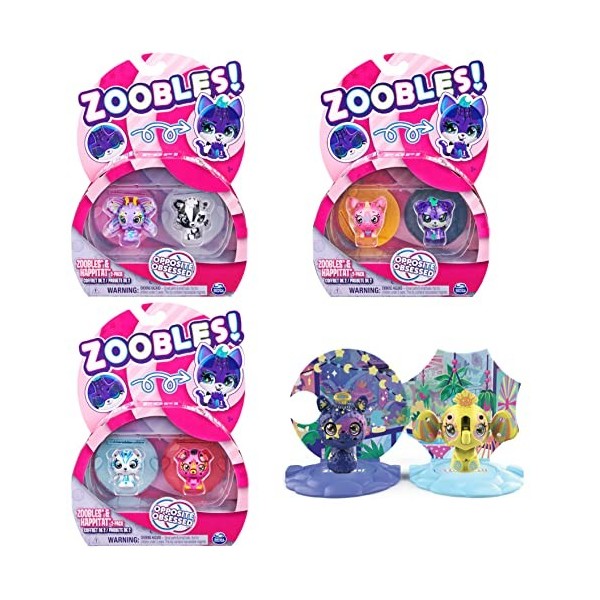 Zoobles Jouet - Pack 2 Animaux - Boules Magiques Colorées Transformables en Animaux Fantastiques avec Maisons Magiques - 6061