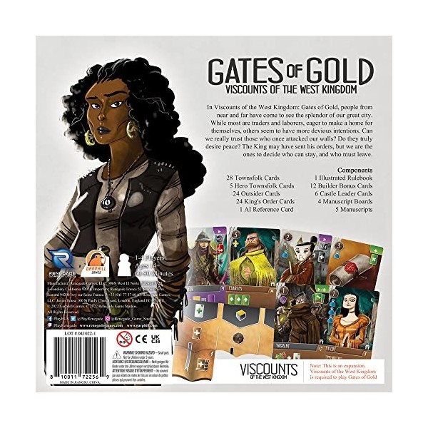 Renegade Game Studios Viscounts of The West Kingdom: Gates of Gold Expansion - Jeu de société de stratégie, à partir de 14 an