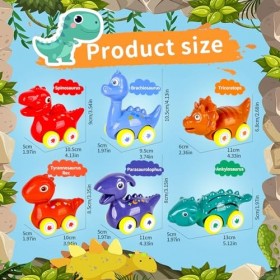 Petite Voiture, 6 Pièces Jouet Voiture Enfant, Dinosaure Jouets Friction Véhicules, Voitures de Jouet, Jeux Éducatifs Cadeau 