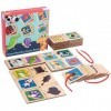 NOOLY Jeu De Mémoire en Bois, Jeu De Société en Bois Assorti pour Garçons Et Les Filles De Plus De 3 Ans DWPD-02