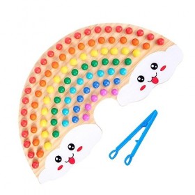 ibasenice 1 Ensemble De Perles À Clip Arc-en-Ciel Ensemble De Jeu pour Enfants Jouets en Bois pour Enfants Jouets Montessori 