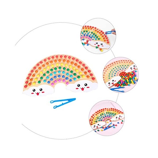 ibasenice 1 Ensemble De Perles À Clip Arc-en-Ciel Ensemble De Jeu pour Enfants Jouets en Bois pour Enfants Jouets Montessori 