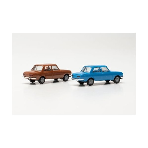 herpa Wartburg 353 66 2 pcs, echelle 1/87, Model, kit de Construction, Figurine Plastique Maquette Miniature, 013918, Brown,