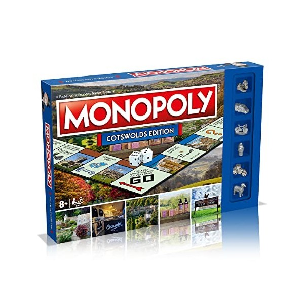 Winning Moves Cotswolds Monopoly, Advance to Tewkesbury Abbey, Cotswold Farm Pack et Cotswold Airport, 2 à 6 Joueurs Font Un 