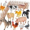 BUYGER Figurine Animaux Jouet pour Enfant, Grande et Mini Réaliste Ensemble de Figurine Animaux de la Ferme avec Clôture à Am