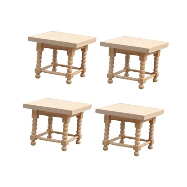 ibasenice 4 Pièces Mini Meubles Modèle Miniture Décoration Meubles Miniatures Table DAppoint en Bois Massif Mini Jouet Mini 