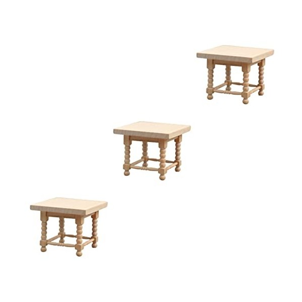 ibasenice 4 Pièces Mini Meubles Modèle Miniture Décoration Meubles Miniatures Table DAppoint en Bois Massif Mini Jouet Mini 