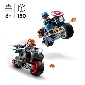 LEGO 76260 Marvel Les Motos de Black Widow et de Captain America, Set Avengers L’Ère d’Ultron avec 2 Jouet de Motos, Super-Hé