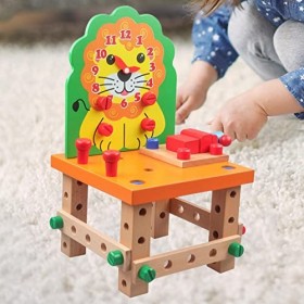 perfeclan Chaise dassemblage en Bois Jouets Montessori avec Outils modèles de Chaise en Bois Ensemble de Jeu de Construction