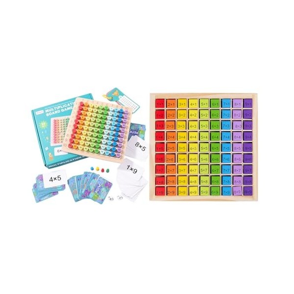 Qoier Montessori Maths Games améliore Les compétences en calcul, Planche de calcul en Bois, Cadeau Parfait, Table de Multipli