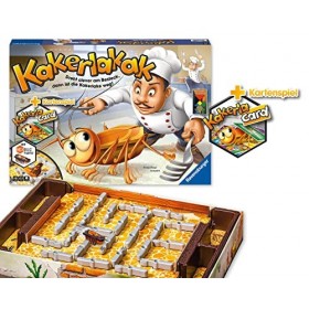 Ravensburger 22212 – Kakerlakak + jeu de cartes supplémentaires – Jeu daction avec cafetière électronique pour petits et gra